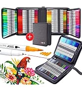 100 Colors Duo Tip Brush Markers Pens , ZSCM Colored Pens Watercolor Art Markers Fineliner Callig...