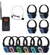 Retekess TA003P Handheld Silent Disco Headphone System, Silent Disco(1-10) | for Fitness,Yoga,Med...