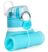Valourgo Collapsible Water Bottle, Silicone Foldable with Leak Proof Valve BPA Free, Aqua Blue, 2...