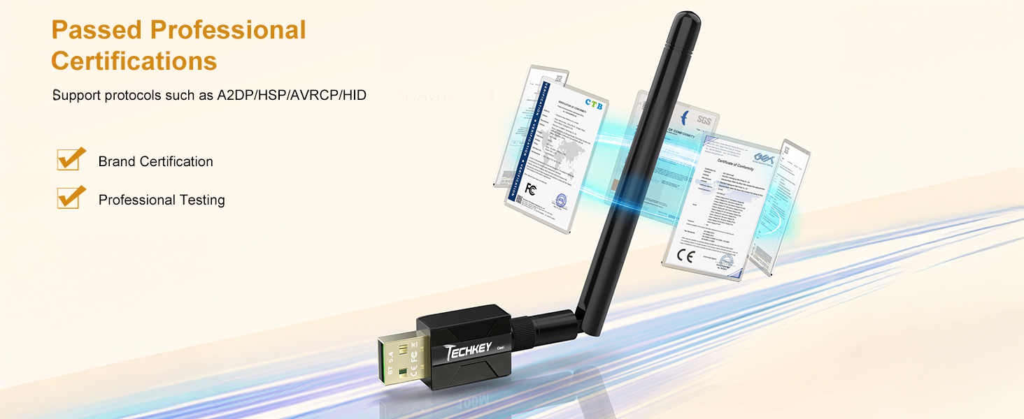 Long Range USB Bluetooth 5.4 Adapter for Desktop PC