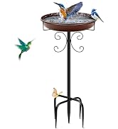 Daoeny 35In Metal Bird Bath for Outside, Bird Bath Bowl with 5 Prongs Base Stake, Freestanding Ga...
