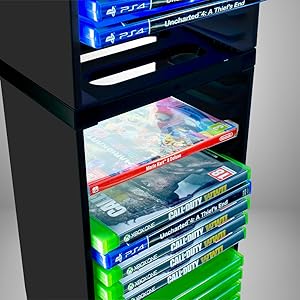 tower xbox compatible with xbox one xbox series x ps3 ps4 ps5 nintendo switch blu-ray disks