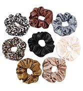 Scrunchies Hair Ties Silk Satin Scrunchy - Hair Elastics Bands Ponytail Holder Pack of Neutral Sc...