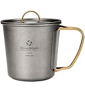 Thous Winds Titanium Mug, 350ml Camping Titanium Mug with Lid, Outdoor Titanium Pot, Camping Coff...