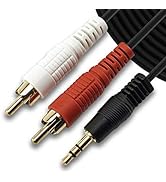 SatelliteSale Auxiliary 3.5mm Audio Jack to 2-RCA Digital Stereo Composite Aux Cable PVC Black Co...