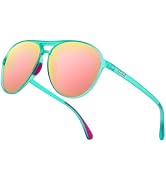 DUSHINE Polarized Retro Aviator Sunglasses for Women Men 70s Trendy Sunglasses lightweight Frame ...