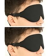 2 Pack Sleep Masks Black 3D Contoured Eye Mask for Sleeping Adjustable Strap Rebound Memory Foam ...