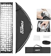 FOMITO 14" x 63" Quick Release Strip Softbox 35x160cm Rectangular Bowens Mount Light Box with Bea...