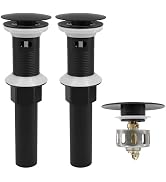 Rackickyer Bathroom Sink Drain,2 Pack Drain Stopper with Overflow,Pop Up Drain Assembly with Deta...