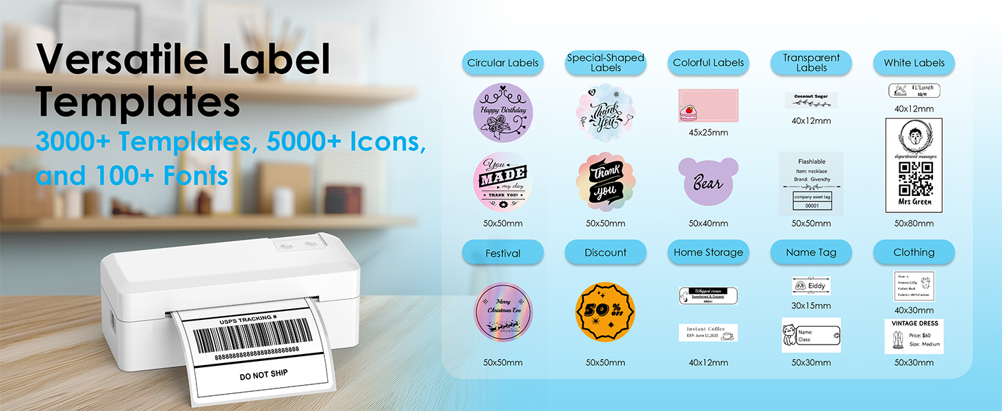 Bluetooth Thermal Shipping Label Printer, 4x6 Wireless Thermal Address Label