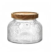 ANSQU Vintage Glass Food Storage Jar, Glass Jar with Wooden Lid, 25.4 FL OZ Decorative Glass Jar ...