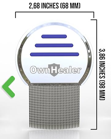 OWNHEALER metal Lice Comb treatment of Lice Eggs, Nits and Dandruff Peine para piojos y liendres.
