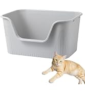 SpaceTime Large Cat Litter Box with High Sides,Cat Boxes for Indoor Cats,Cat Litter Pan for Kitty...