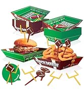 50-Piece Football Party Food Tray Box Kit - 30 Oil-Resistant Paper Snack Trays & 20 Goalpost and ...