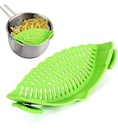 Performore Snap and Strain, Clip On Silicone Colander, Hands-free Heat Resistant Food Strainer fo...