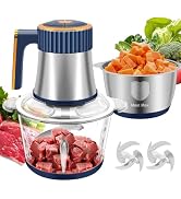 Food Processor, Meat Grinder Electric Food Chopper with 2 Bowls (8 Cup+8 Cup), 300W 4 Bi-Level Bl...