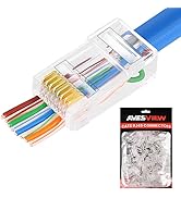 AvesView 100-Pack Cat 6 Pass Through RJ45 Connectors (Ethernet Cable Connector) UTP Transparent R...