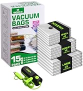 VACKFOX Vacuum Bags for Travel with USB and TYPE C Pump, 15 Pack Carry-on Size Compression Packin...