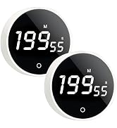 2Pcs Digital Kitchen Timer - Magnetic 199-Minute Countdown Countup Timer with Large LED Display,V...
