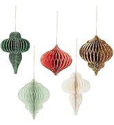NICROHOME EUR 5 PCS Paper Honeycomb Christmas Decorations, 3D Mini Glitter Edge Hanging Party Orn...