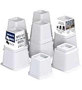 LifeMaster 16pcs Adjustable Bed Risers - 3.5 inch Heavy Duty Furniture Lifts for Sofa, Couch - Cr...