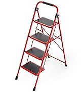KINGRACK Step Ladder, Folding Ladder with Non-Slip and Wide Pedal, Small Ladders with Handle, Hea...