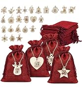 Naler Christmas Advent Calendar 2024, 24 Pieces Christmas Drawstring Gift Bags Burlap Hanging Cou...