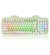 YUNZII C98 Cute Wireless Mechanical Keyboard(Green Mao, Milk Switch) | Cake Keyboard,99 Keys with...