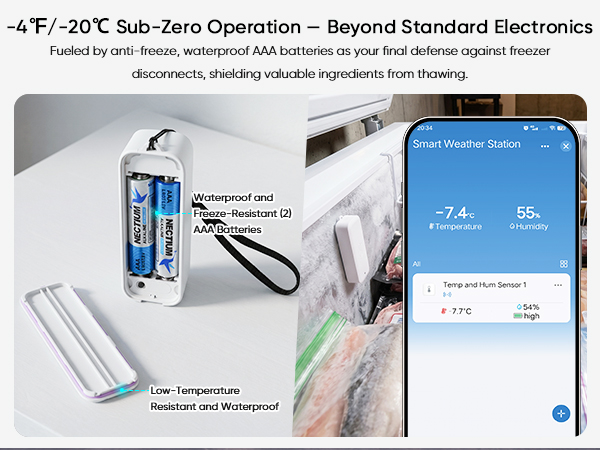 WiFi Freezer Thermometer with App Alarm
