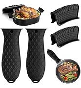 4 Pack Silicone Hot Handle Holder Cover Cast Iron Handle Cover Silicone Pot Holders Heat Resistan...