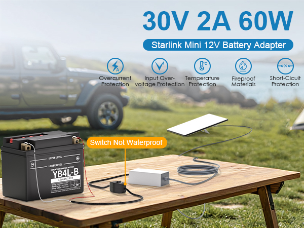starlink mini 12v battery cable