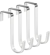Mars-Rock Single Over Door Steel Hooks 4 Pack Fit 1-3/8" Door 5" White | Plastic Coated Rubber Fe...