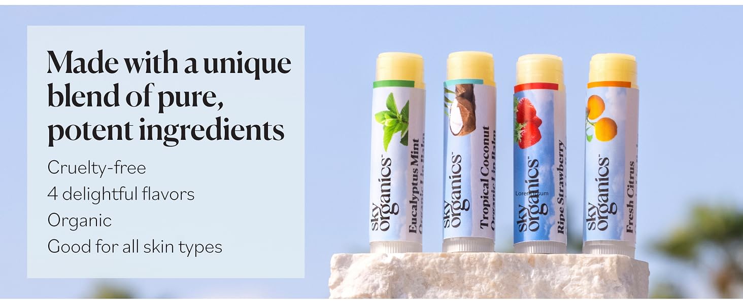 Sky Organics Organic Beeswax Lip Balms are made with a unique blend of pure, potent ingredients