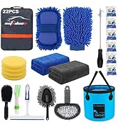 AUTODECO 22Pcs Car Wash Cleaning Tools Kit Car Detailing Set with Blue Canvas Bag Collapsible Buc...