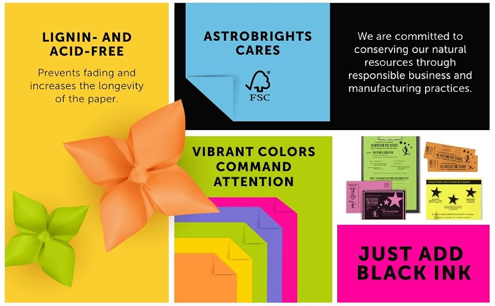Astrobrights Mega Collection Cardstock, Lignin and Acid free