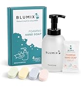 Blumix Foaming Hand Soap Tablets Starter Kit - Glass Dispenser + 4 Unique Scented Refill Tablets ...
