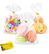 Cidenbio 100 PCS Cellophane Treat Bags, Koudindg 4x6 In Clear Cellophane Gift Bags with Twist Tie...