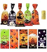 Halloween Treat Bags, Halloween Cellophane Treat Bags, 50 PCS Halloween Candy Bags, Halloween Cel...