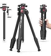 ULANZI TT07 Ombra Lightweight Travel Tripod, 59" Professional 5 Section Aluminum Camera Tripod wi...