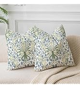 De-Mediocre Morden Boho Pillow Covers Floral Leaves Throw Pillow Covers Blue Green Art Decorative...