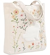 Perseverance Trade Easter Bunny Embroidery Canvas Tote Bag Reusable Large Easter Gift Bags for Sp...