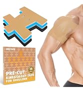 Precut Kinesiology Tape for Shoulder – 14 PCS Elastic Shoulder Support Tape, Waterproof & Breatha...