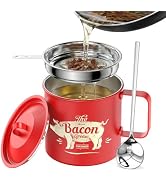 PGYARD Mini Bacon Grease Saver With Strainer - 20 OZ Stainless Steel Oil Container, Farmhouse Bac...