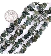 HAAMIIQII 5-8mm Natural Moss Agate Chips Beads Irregular Chip Stones Loose Gemstone Beads Energy ...