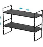 iPEGTOP 2 Pack Expandable Cabinet Storage Shelf Organizer Rack, Heavy Duty Steel Metal Spice Rack...