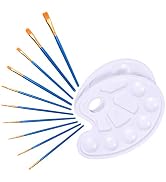 Wisdompro Paint Brushes Set, 10 Pcs Paintbrushes Nylon Hair and 2 Pcs Paint Tray Palettes/Paint P...