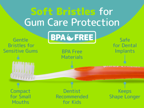 gum care protection toothbrush with single end tapered bristles make of vegan material