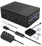 GeeekPi Raspberry Pi 4 Model B Case with 5V 3A US Power Supply, Raspberry Pi 4B Case with PWM Fan...