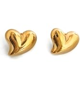 Jemjosh 14K gold plated chunky alloy stud earrings for women trendy statement earring for jewelry...