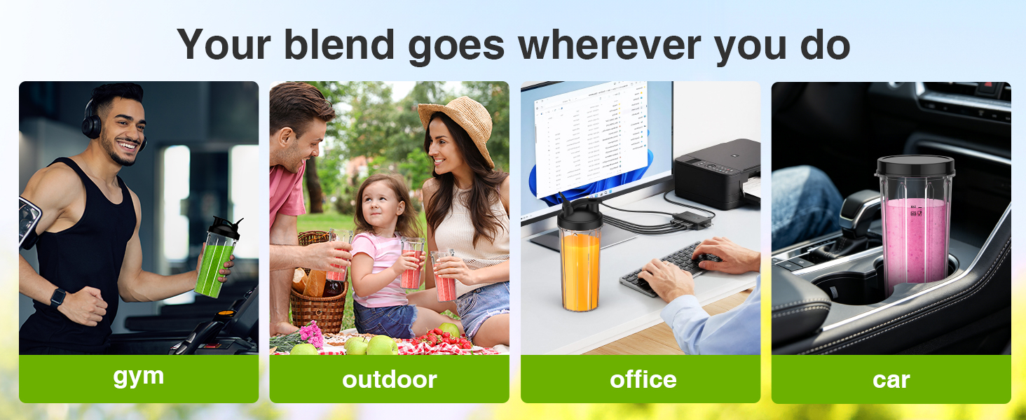 Your blend goes wherever you do - gym,picnic,office,outdoor activities and car use
